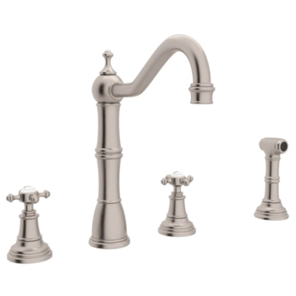 Perrin & Rowe<BR> 4 Hole Kitchen Faucet with Spray