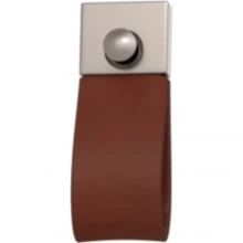 Turnstyle Designs - UP1200 - Strap Leather, Push Button Cabinet Handle, Square Loop Plain